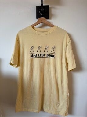 Aime Leon Dore Pale Yellow Logo Dancer Short-Sleeve Tee